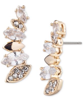 Gold-Tone Pav&eacute; & Marquise Crystal Drop Earrings