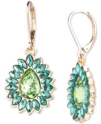 Gold-Tone Color Crystal Drop Earrings