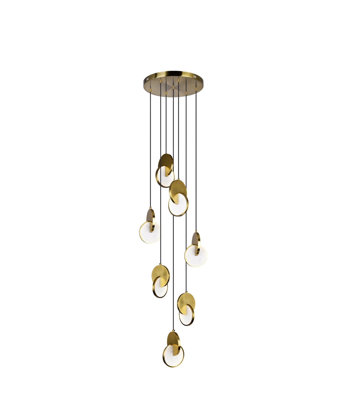 Cwi Lighting 12" Metal Tranche Led Pendant In Brushed Brass