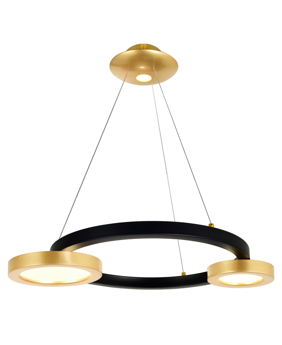 Cwi Lighting 4" Metal Deux Lunes Led Chandelier In Sun Gold Black