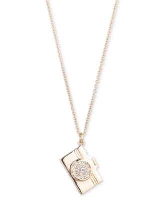 Emily in Paris Gold-plated Pavé Camera Pendant Necklace, 16