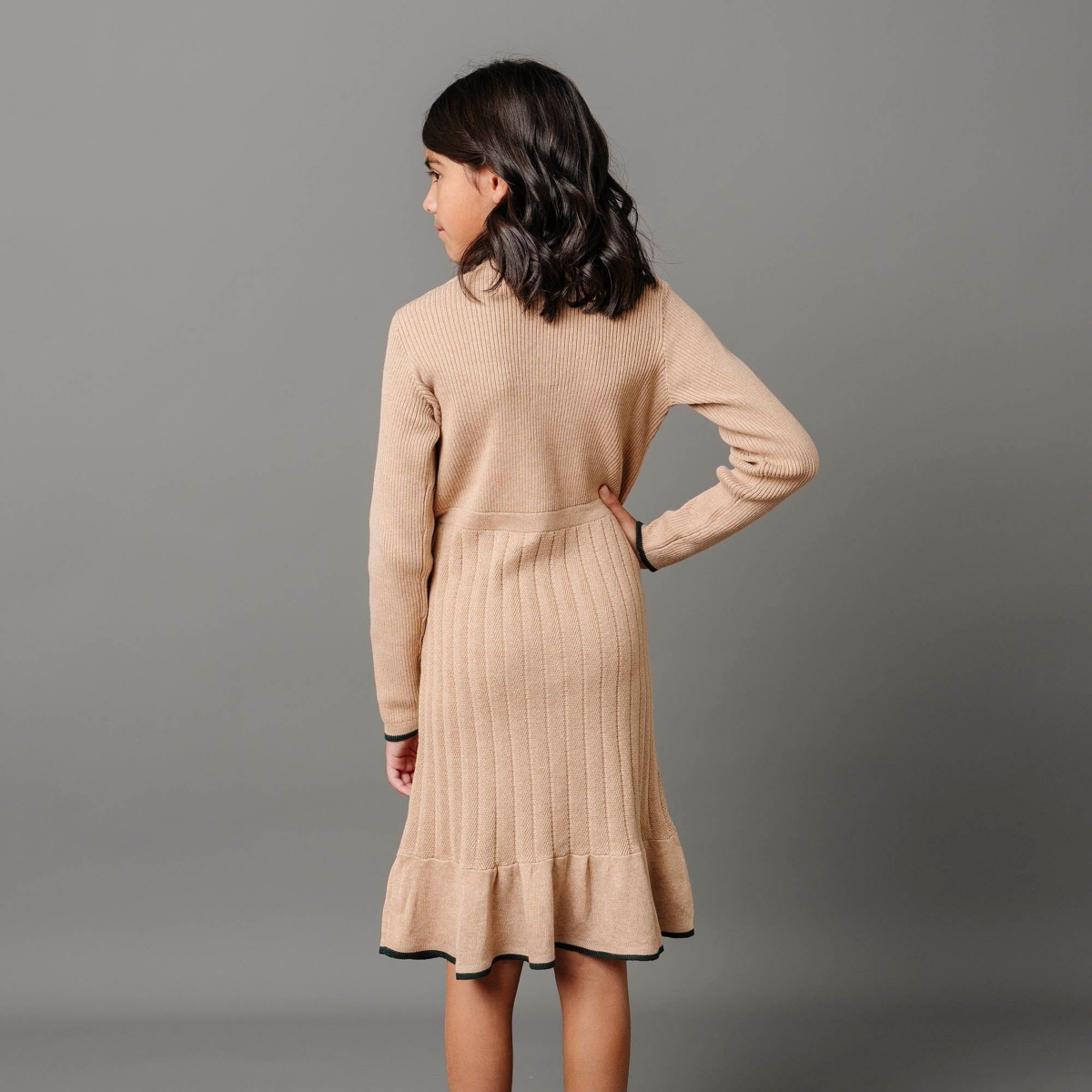 Hope & Henry Toddler Girls Organic Long Sleeve Mock Neck Flounce Sweater Dress