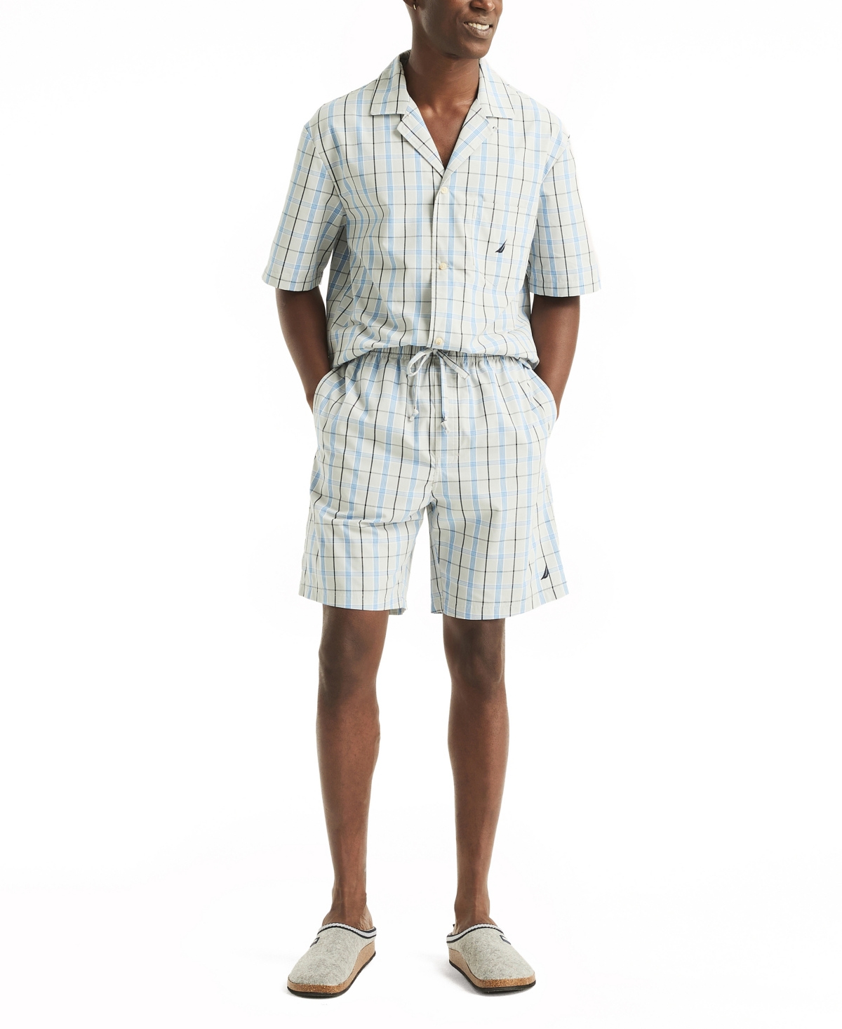 Nautica Men's Crafted Plaid Poplin Sleep Short In High Rise