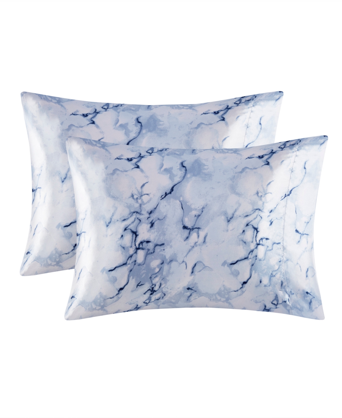 Madison Park Essentials Printed Satin Sheet Set, Queen In Blue Marble