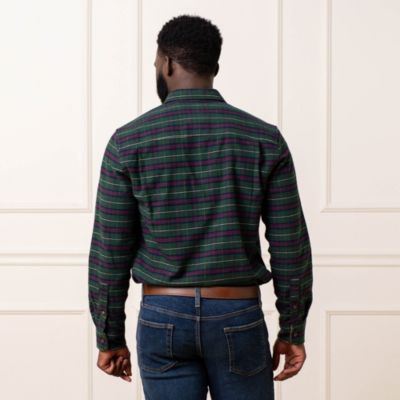 Men's Organic Flannel Shirt with Suede Detail