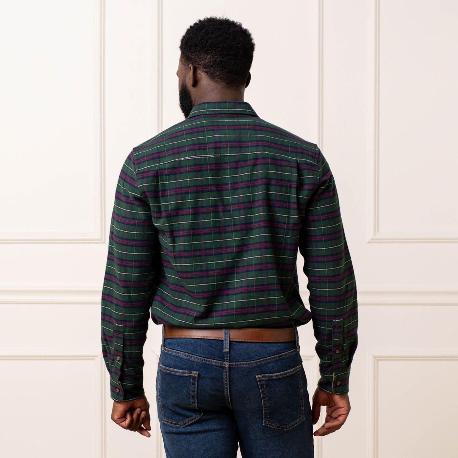 Men's Hope and Henry Organic Flannel Shirt with Suede Detail