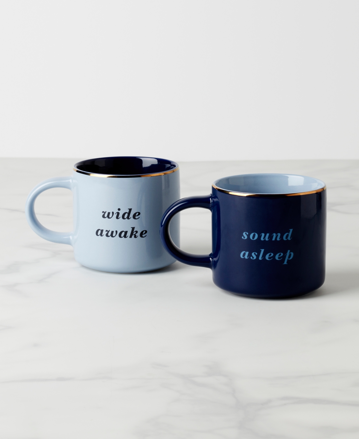 KATE SPADE WIDE AWAKE SOUND ASLEEP MUGS, SET OF 2 