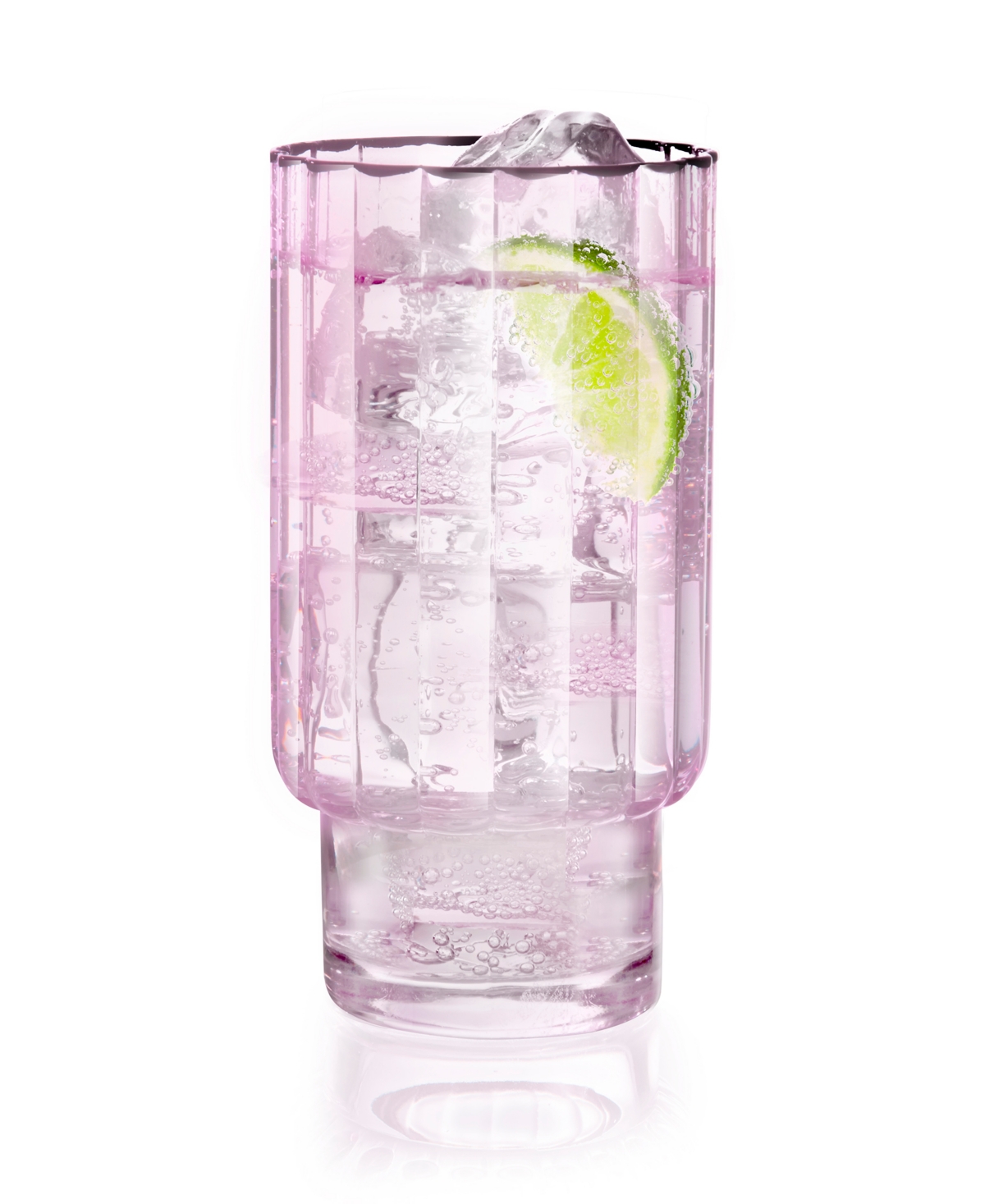 Qualia Glass Cranberry Highball Glasses, Set Of 4 In Light Pink With Burgundy