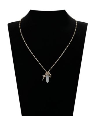 Cubic Zirconia Star and Evil Eye Sodalite Crystal Charm Pendant Necklace