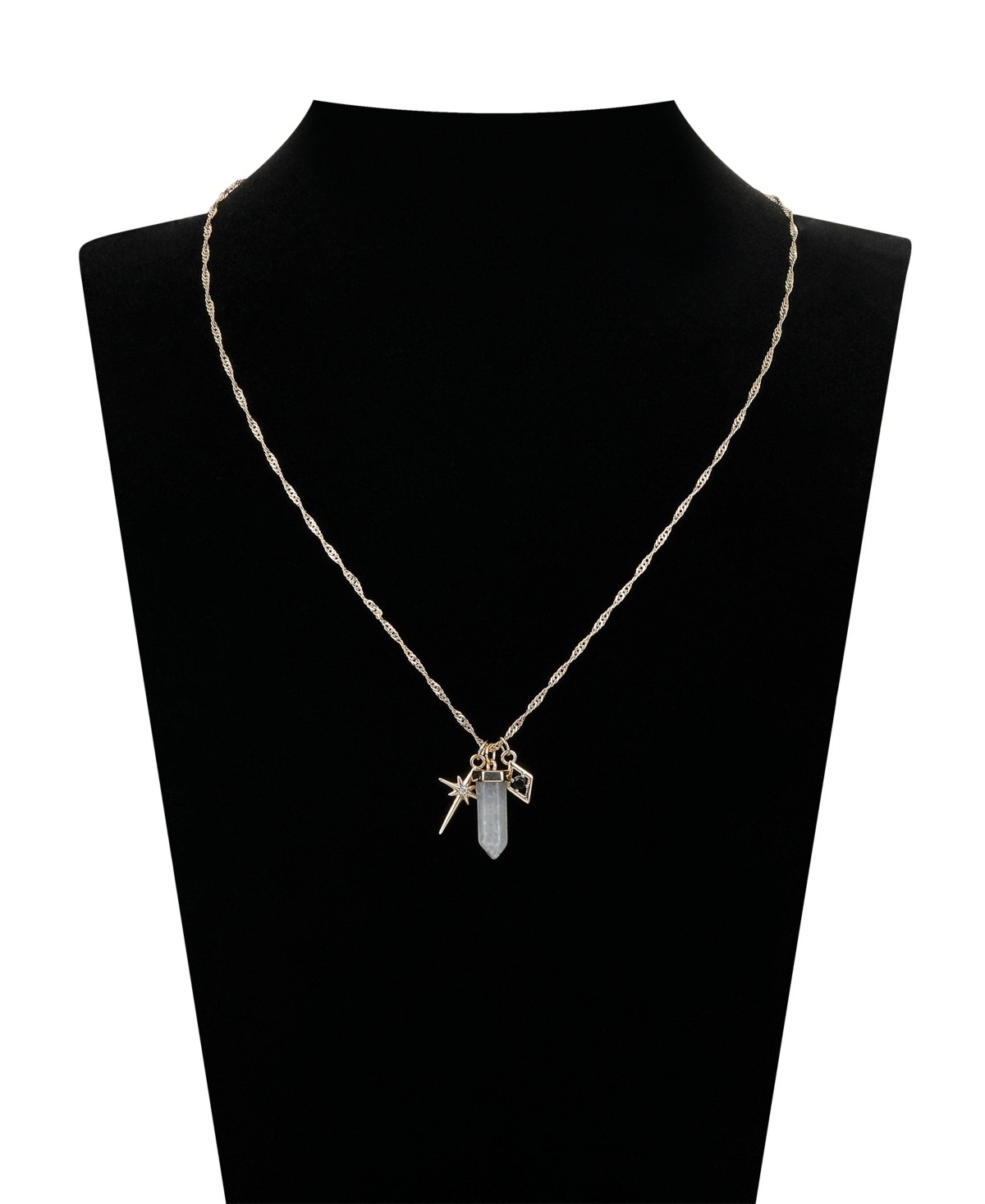 Unwritten Cubic Zirconia Star And Evil Eye Sodalite Crystal Charm Pendant Necklace In Gold
