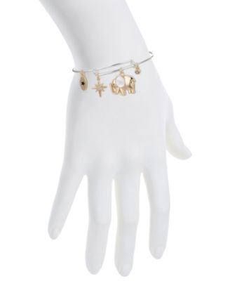 Cubic Zirconia and Mother of Pearl Elephant Bangle Bracelet