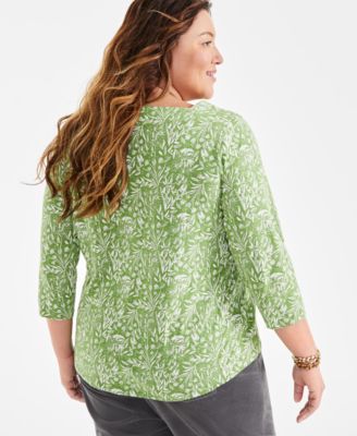 Style & Co Plus Size Square-Neck 3/4-Sleeve Top, Created for Macy's