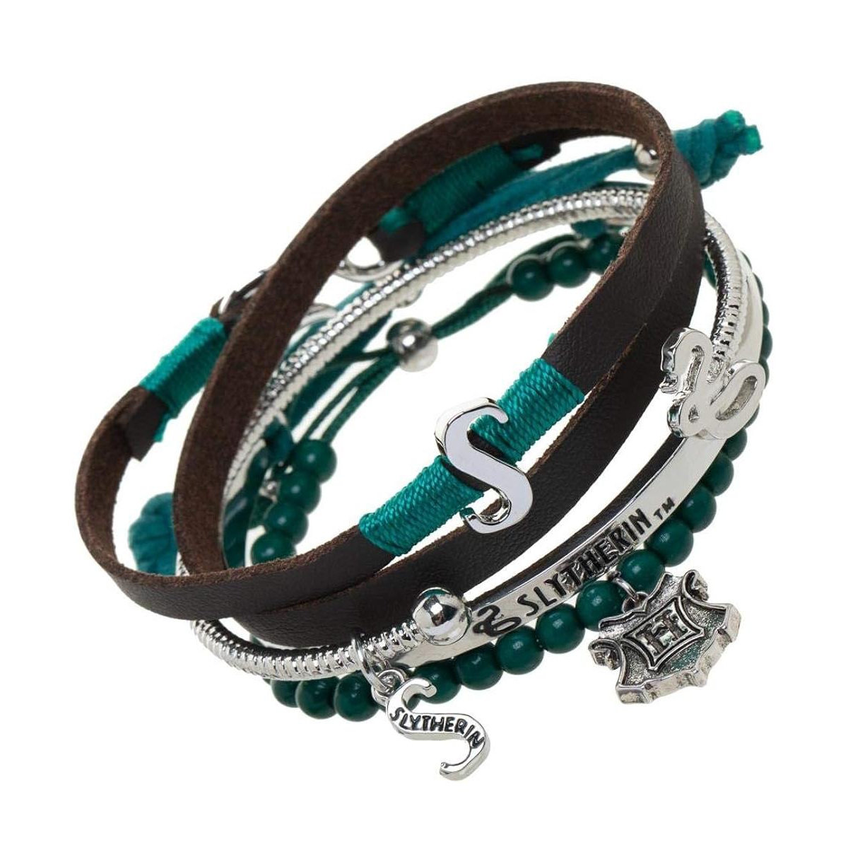 Slytherin Charm Friendship Bracelet Gift Set - 4 Pack - Multicolored