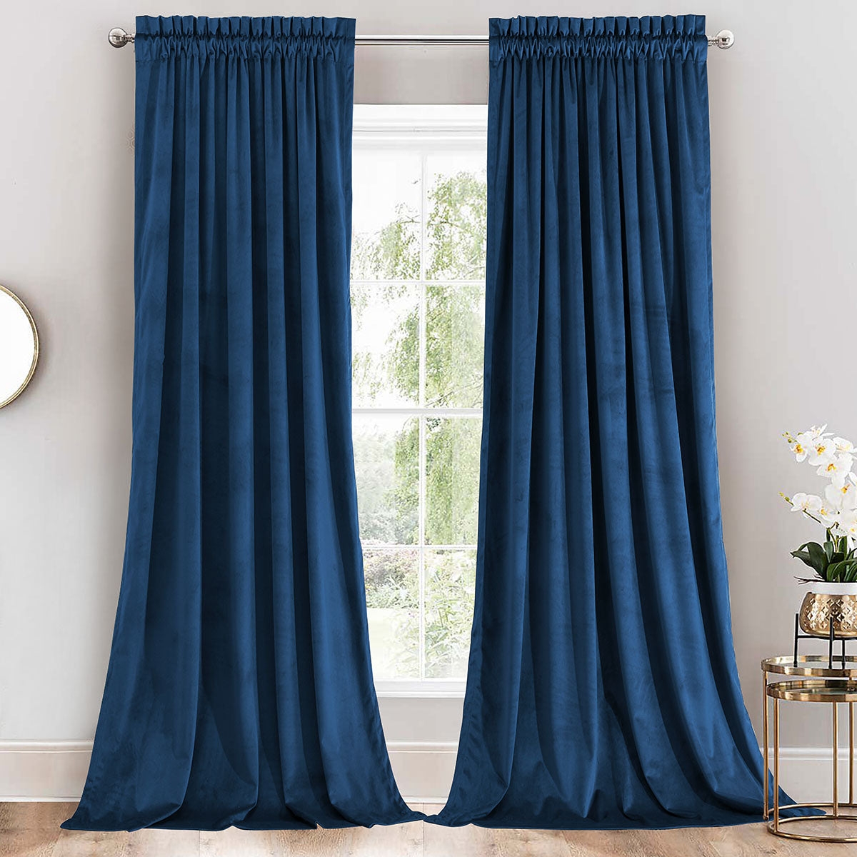 Heavyweight Velvet Curtain Rod Pocket Panels (Set of 2), 52" W x 84" L - Black