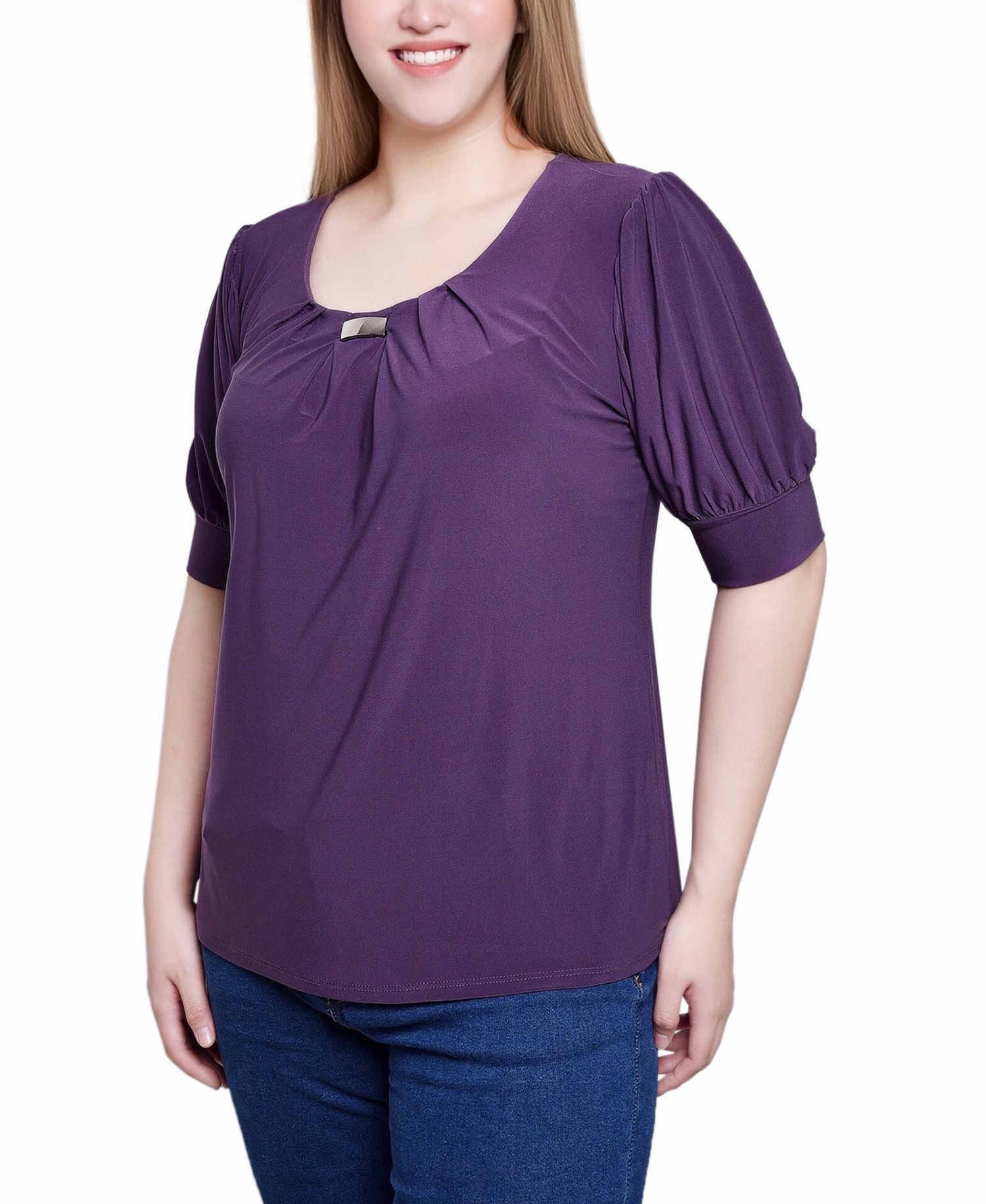 Petite Short Sleeve Balloon Sleeve Top