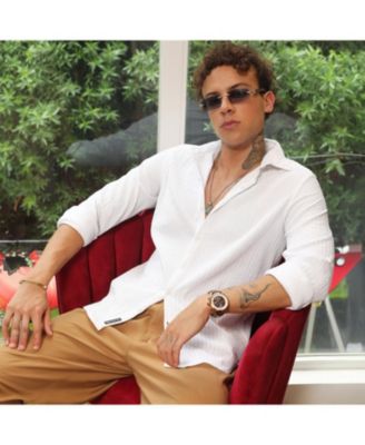 Мужская белоснежная рубашка Campus Sutra из плотной ткани в складку 10390₽