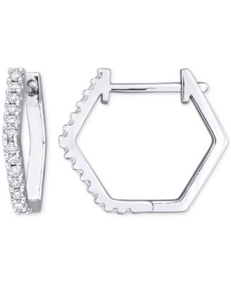 Macy's - Moissanite Hexagon Small Hoop Earrings (1/3 ct. t.w.) in Sterling Silver, 0.6"