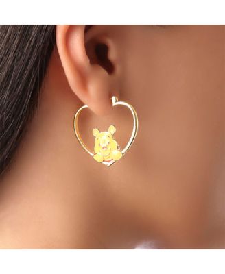 Winnie The Pooh And Piglet Mismatched Heart Hoop Earrings