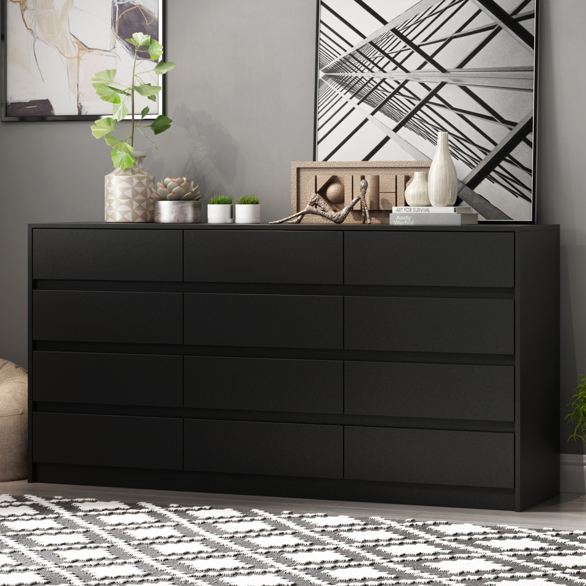 Homsee White Chest of Drawers for Home Storage with 12-Drawer