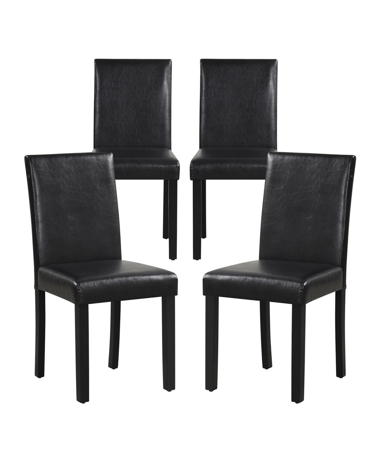 Gymax Dining Chair Set of 4 w/ Acacia Wood Frame & Rubber Wood Legs Padded Backrest Brown