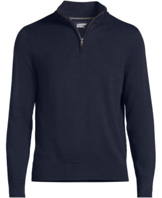 Men's Long Sleeve Fine Gauge Cotton Quarter Zip Sweater