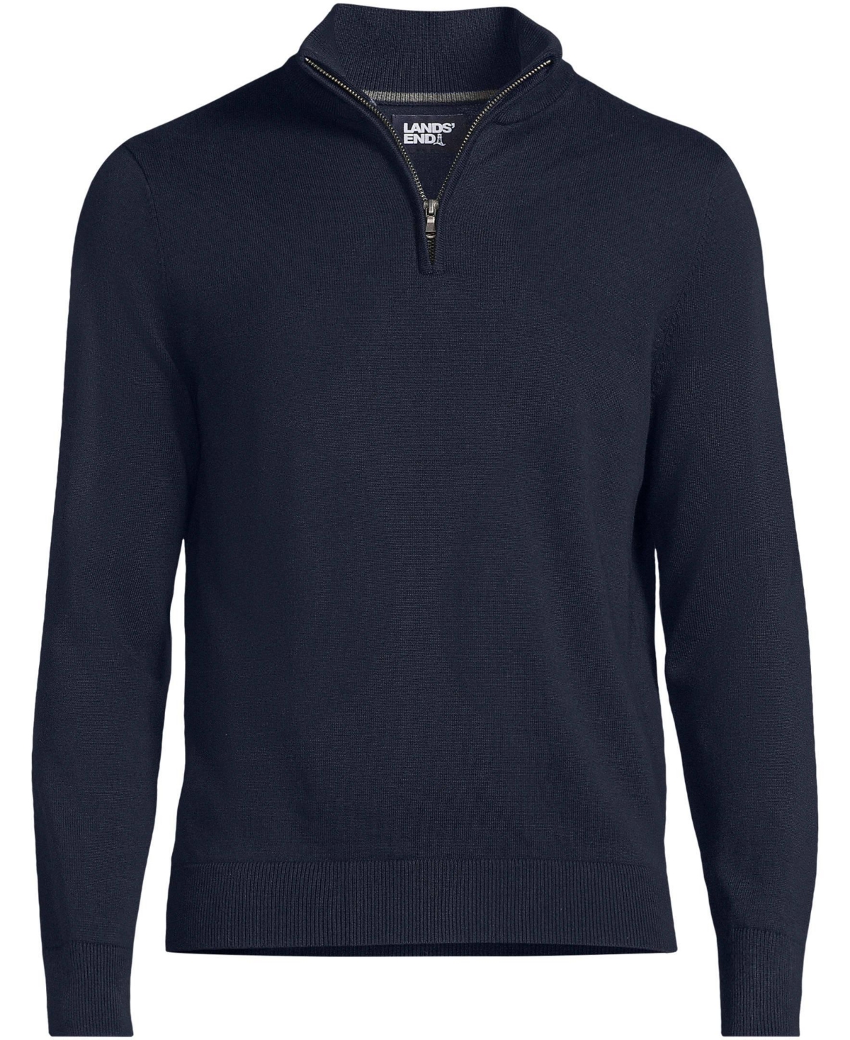 Lands' End Men's Long Sleeve Fine Gauge Cotton Quarter Zip Sweater