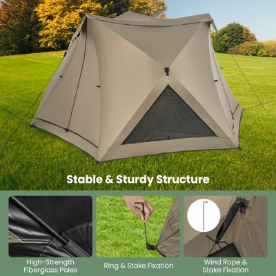 Pop-up Camping Tent for 4/5/6 People with Rainfly Skylight 3 Doors 3 Windows