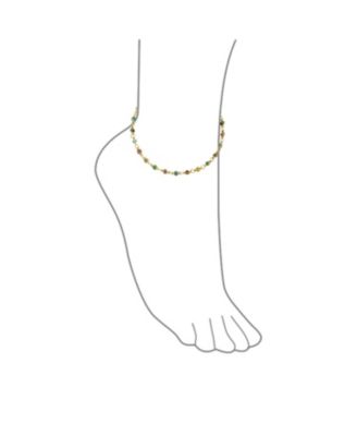Protection Amulet Turkish Charm Slender Evil Eyes Anklet Link Ankle Bracelet Rose Gold Plated Sterling Silver