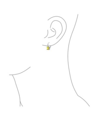 Holiday Classic Solitaire Cubic Zirconia Princess Cut Square Pave CZ Drop Lever back Earrings .925 Sterling Silver