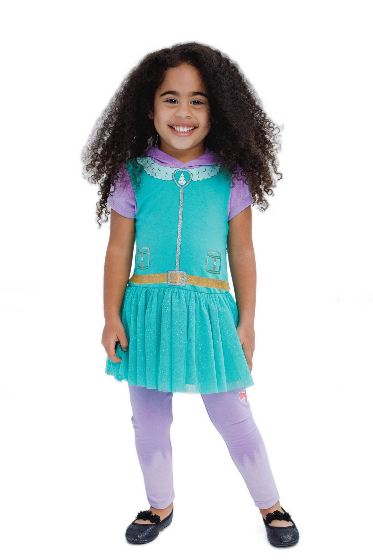 Toddler Girls(6-8)Hooded Cosplay T-Shirt Dress and Leggings Outfit Set