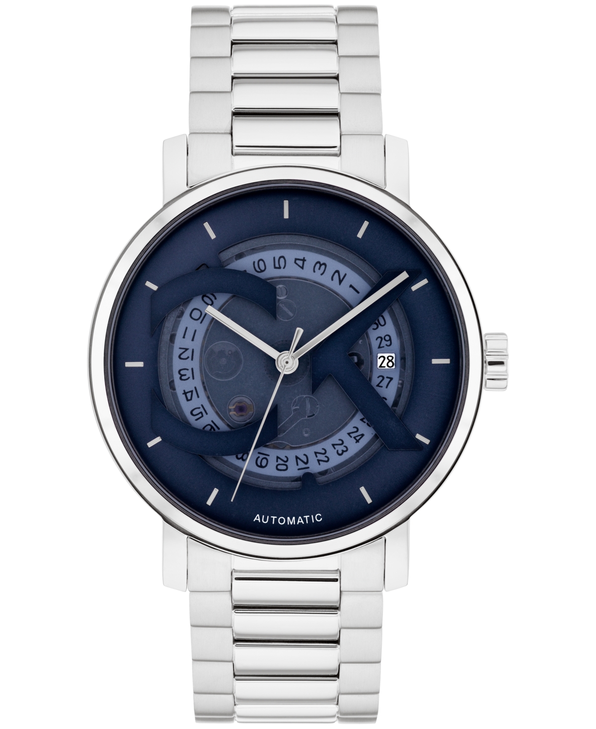 Calvin Klein Unisex Iconic Silver Stainless Steel Bracelet Watch 40mm In Silver