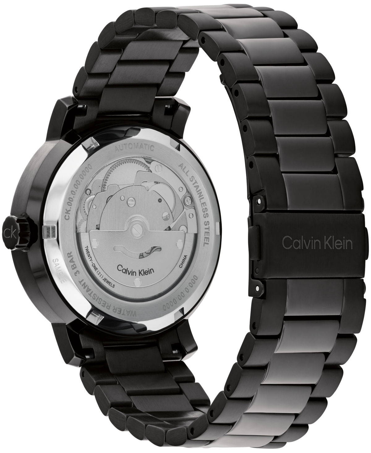 Calvin Klein Unisex Iconic Automatic Ionic PlatedStainless Steel Bracelet Watch 40mm - Black