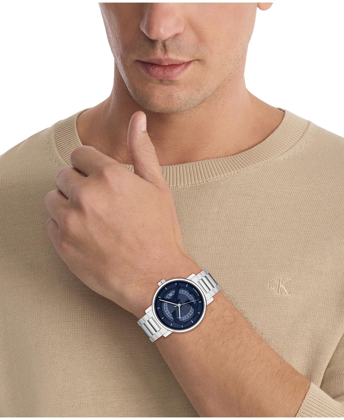 Calvin Klein Unisex Iconic Silver Stainless Steel Bracelet Watch 40mm In Silver