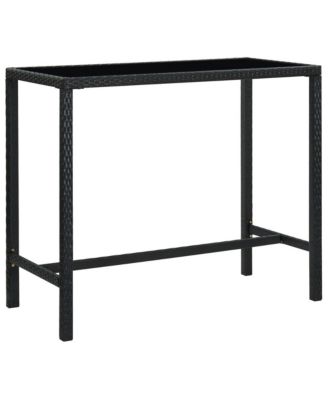 Patio Bar Table Black 51.2"x23.6"x43.3" Poly Rattan and Glass