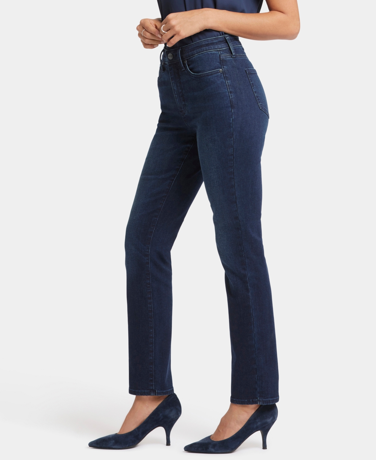 Nydj Marilyn Womens Tummy Slimming Denim Straight Leg Jeans In Basin