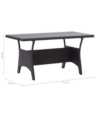 Garden Table Black PE rattan, PS board, powder-coated steel Medium