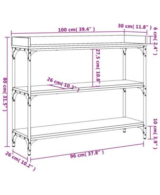 Console Table with Shelves Smoked Oak 39.4"x11.8"x31.5"