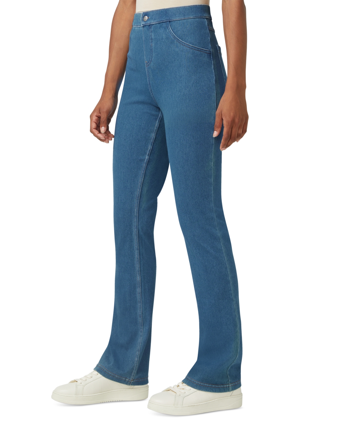 Shop Hue Women's High-rise Denim Baby Bootcut Leggings In Medium Wash