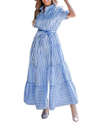 Macy's blue and white striped dress hotsell