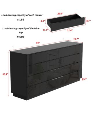 8-Drawer Wood LED Storage Organizer Chest of Drawers