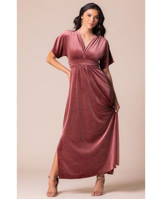 Women's Verona V-Neck Velvet Evening Gown with Pockets