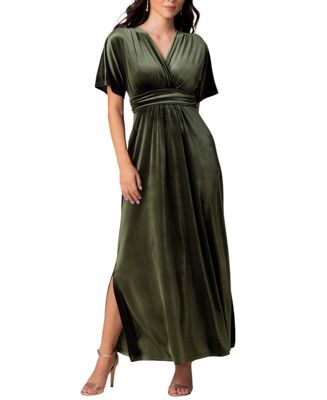 Women's Verona V-Neck Velvet Evening Gown With Pockets