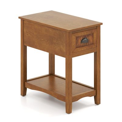 1 PC Wood Contemporary Chair Side End Table Compact Table w/ Drawer Nightstand Tawny