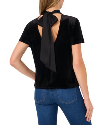 Женский бархатный топ CeCe с имитацией шеи и коротким рукавом на завязках сзади