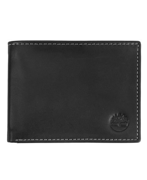 Мужской кошелёк Timberland Cloudy Passcase Leather Wallet, цвет: Чёрный