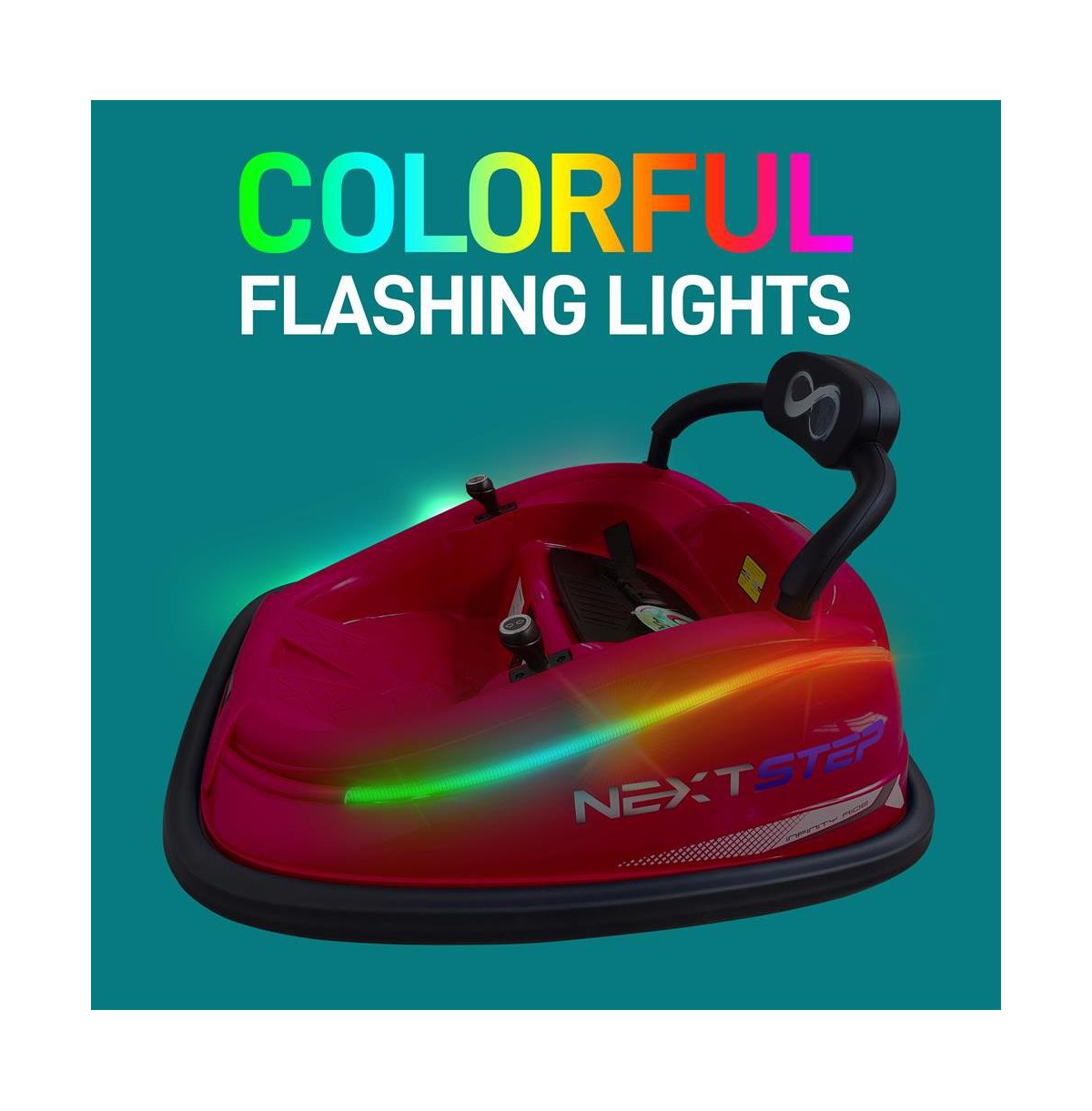 SereneLife 360° Spinning Kids Bumper Car with Remote Control, Led Lights, and 2 Driving Modes (Pink)