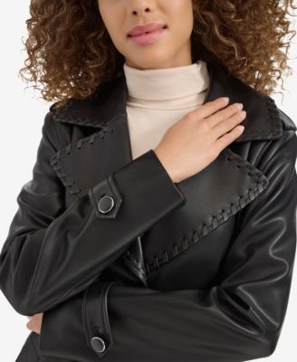 Kenneth Cole Women's Faux Leather Trench Coat - Macy's