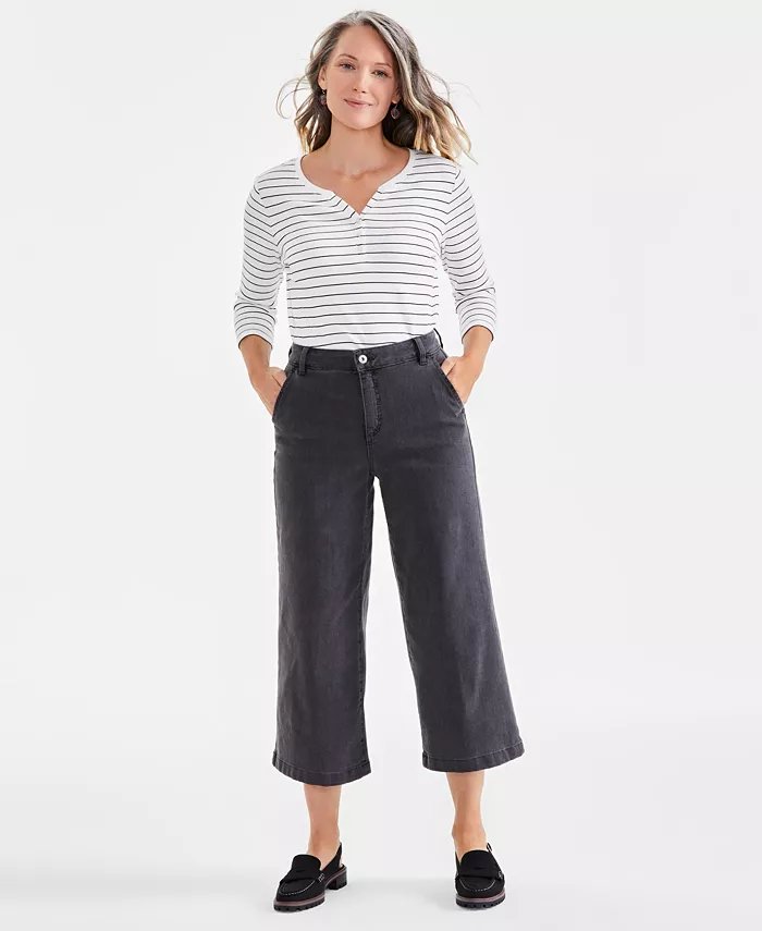 Women's High-Rise Wide-Leg Crop Jeans