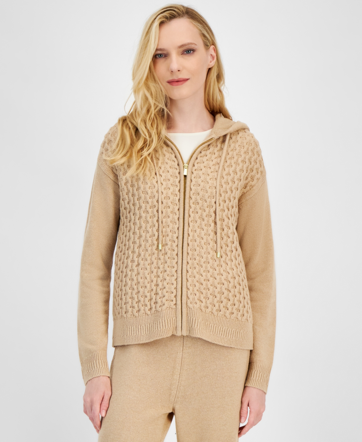 Anne Klein Women's Zip-Front Knit Hoodie
