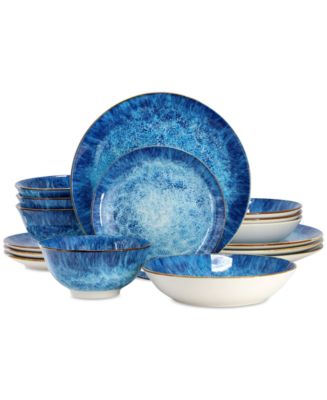 Elama Double Bowl 16 Pc. Dinnerware Set, Service for 4 - Macy's